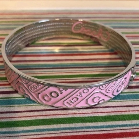 Coach Jewelry - Coach Pink and Silver Bangle Bracelet